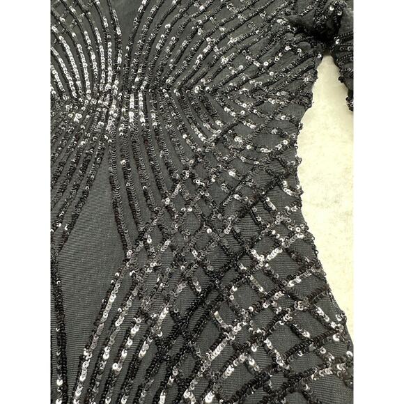 Windsor Black Sequin Mini Dress Formal Semi Formal Size Small Stunning Long Sl - Picture 4 of 10